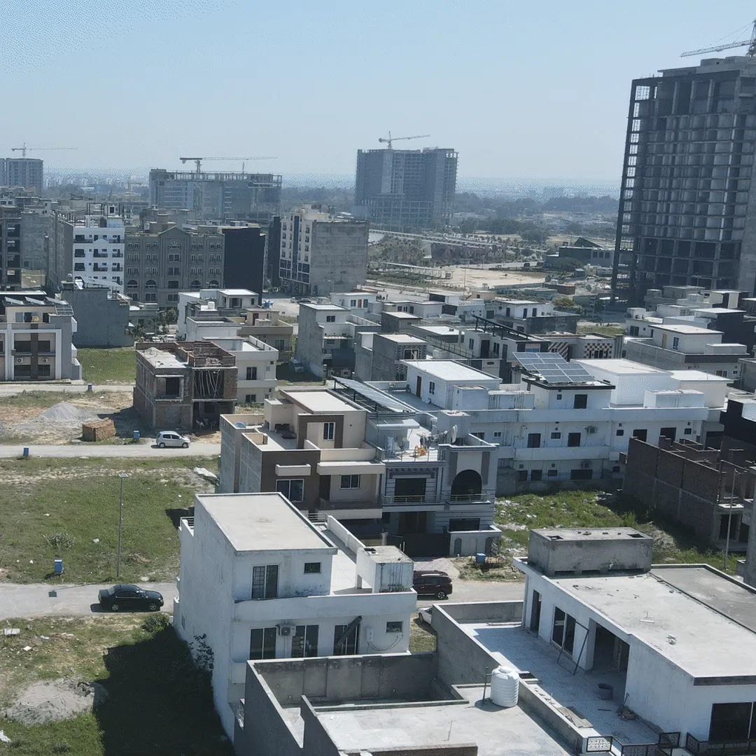 Rows of houses seen from above